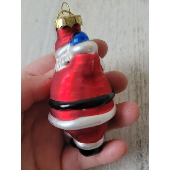 Santa Claus wreath mistletoe blown glass ornament Xmas decor - Picture 6 of 6